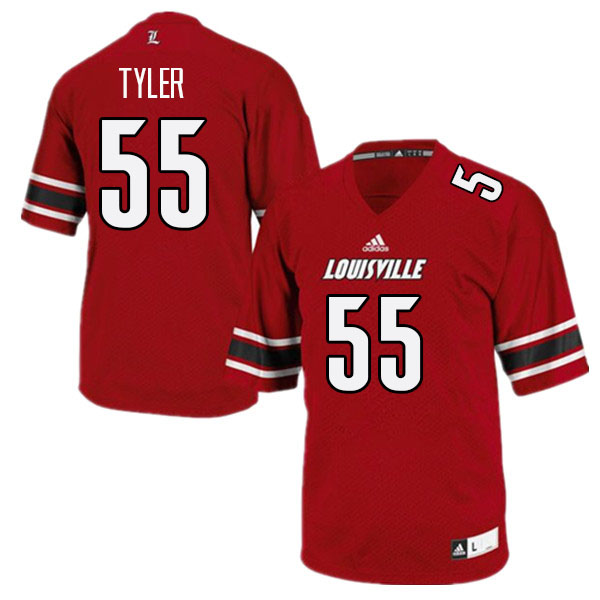 Men #55 Willie Tyler Louisville Cardinals College Football Jerseys Stitched Sale-Red - Click Image to Close